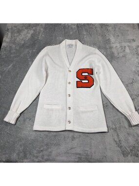 Vintage Bristol Products Cardigan Mens 38 White Orange S Varisty Letterman USA